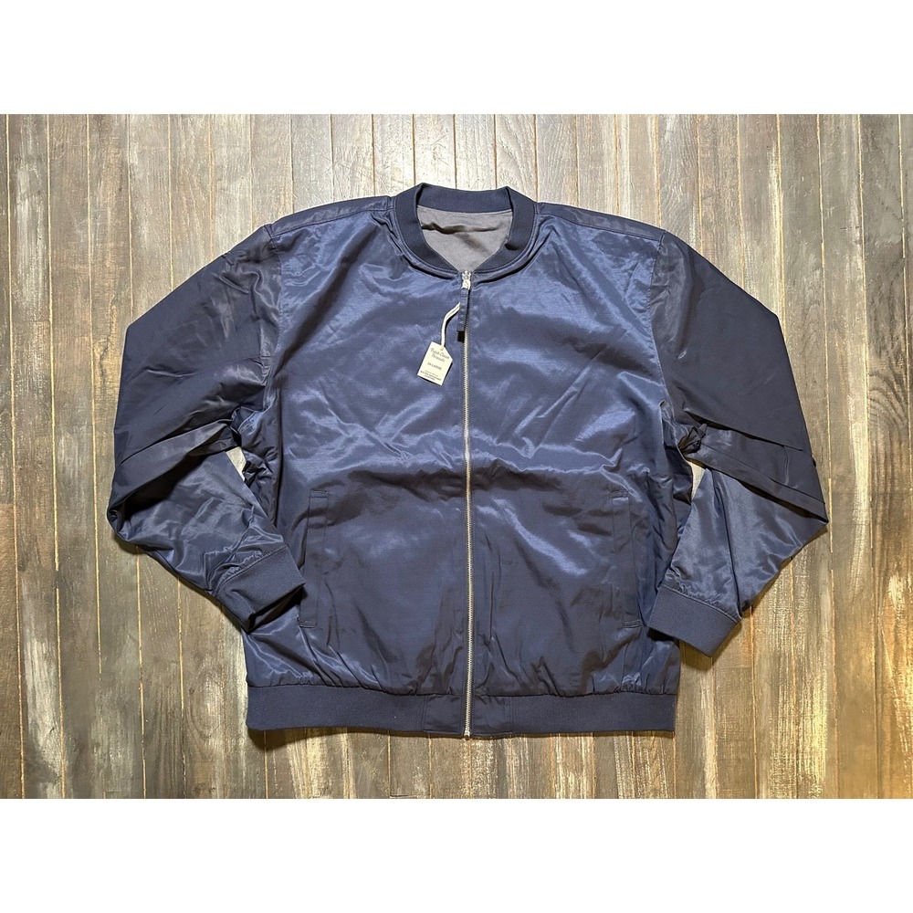 Fresh Clean Treads Reversible Bomber Jacket Navy and Grey Full Zip